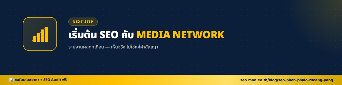 ป้ายโฆษณา เริ่มต้น SEO กับ MEDIA NETWORK — รายงานผลทุกเดือน